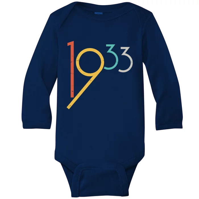 Retro Vintage 1933 90th Birthday Baby Long Sleeve Bodysuit