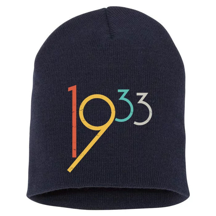 Retro Vintage 1933 90th Birthday Short Acrylic Beanie