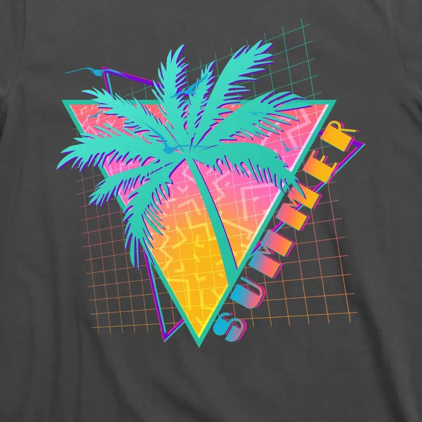 Retro Vintage 1980s Summer Palm Tree Summer Vacation Time T-Shirt