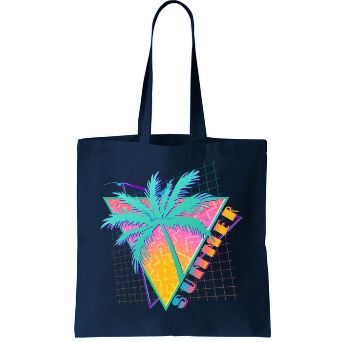 Retro Vintage 1980s Summer Palm Tree Summer Vacation Time Tote Bag