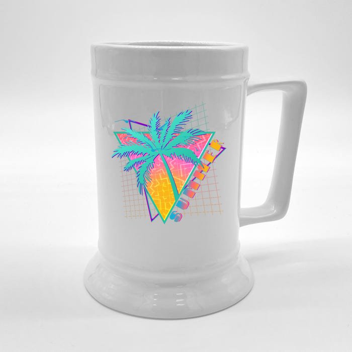 Retro Vintage 1980s Summer Palm Tree Summer Vacation Time Front & Back Beer Stein