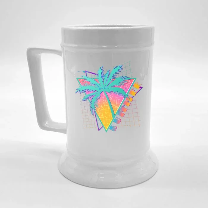 Retro Vintage 1980s Summer Palm Tree Summer Vacation Time Front & Back Beer Stein