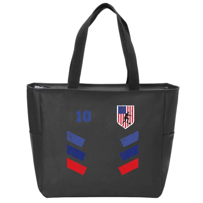 Retro vintage 10 American Football USA Soccer USA Flag Zip Tote Bag