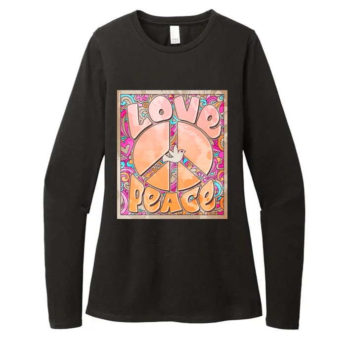 Retro Vintage 1960s Sixties Love And Peace Poster Womens CVC Long Sleeve Shirt