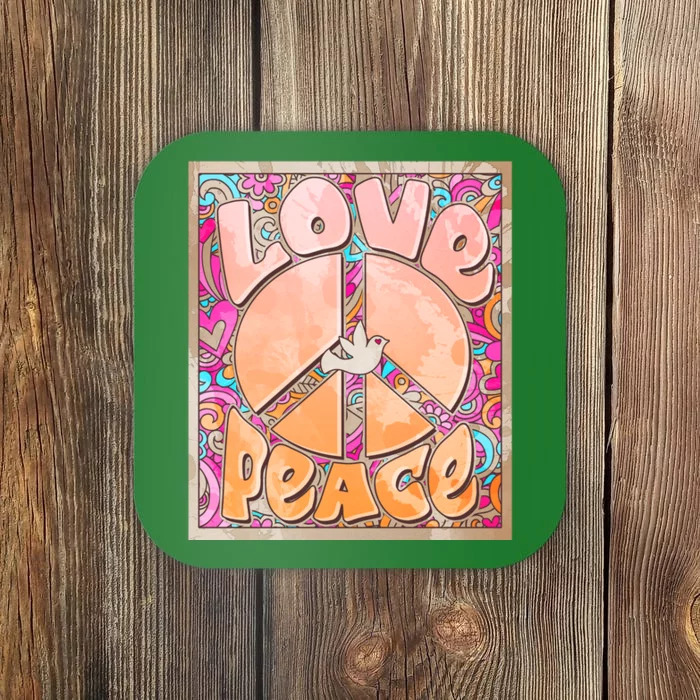 Retro Vintage 1960s Sixties Love And Peace Poster Coaster