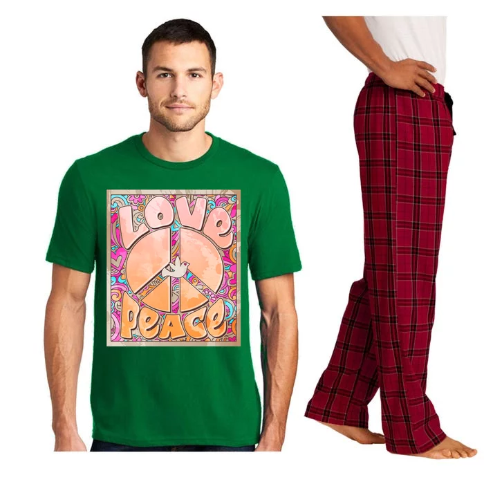 Retro Vintage 1960s Sixties Love And Peace Poster Pajama Set