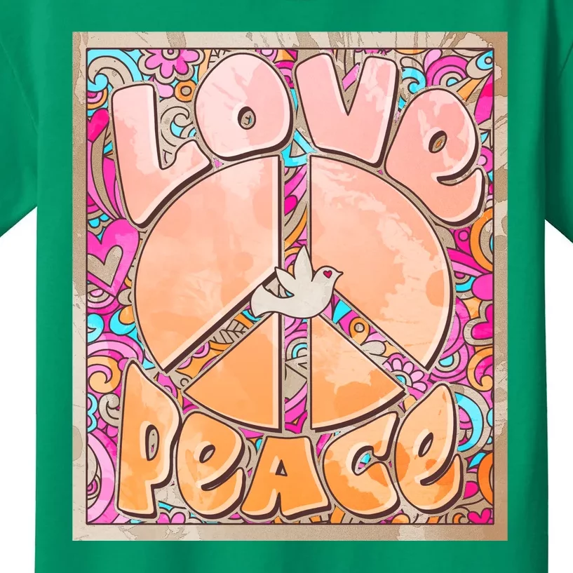 Retro Vintage 1960s Sixties Love And Peace Poster Kids T-Shirt