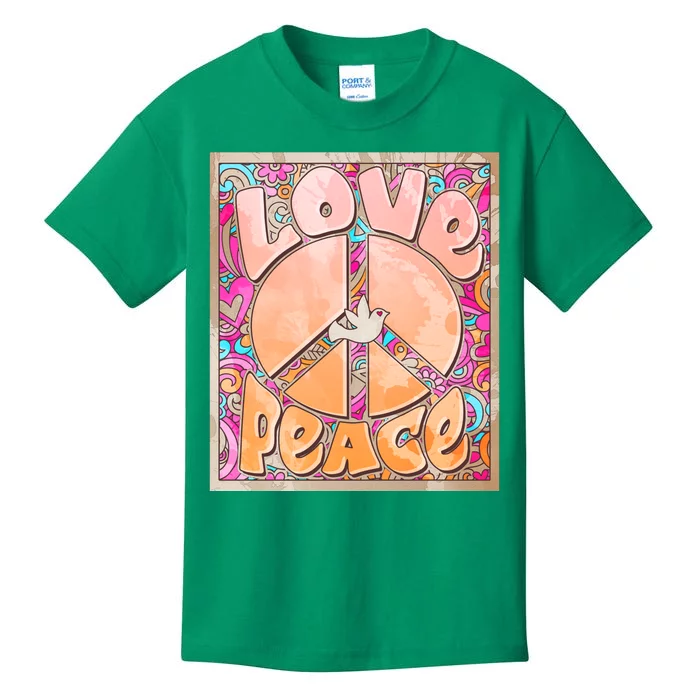 Retro Vintage 1960s Sixties Love And Peace Poster Kids T-Shirt