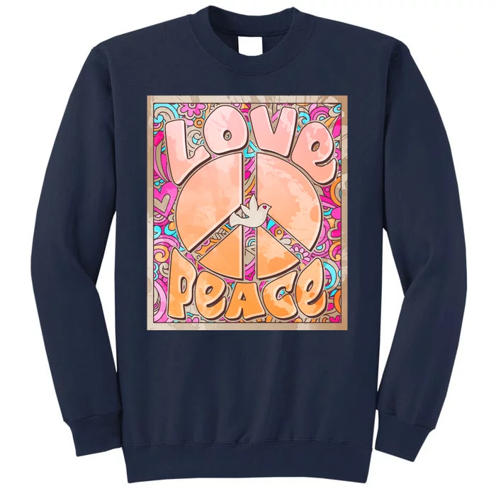 Retro Vintage 1960s Sixties Love And Peace Poster Tall Sweatshirt