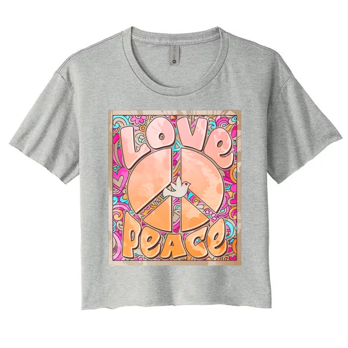 Retro Vintage 1960s Sixties Love And Peace Poster Women's Crop Top Tee