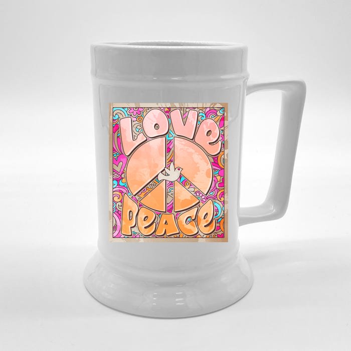 Retro Vintage 1960s Sixties Love And Peace Poster Front & Back Beer Stein