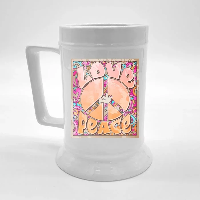 Retro Vintage 1960s Sixties Love And Peace Poster Front & Back Beer Stein