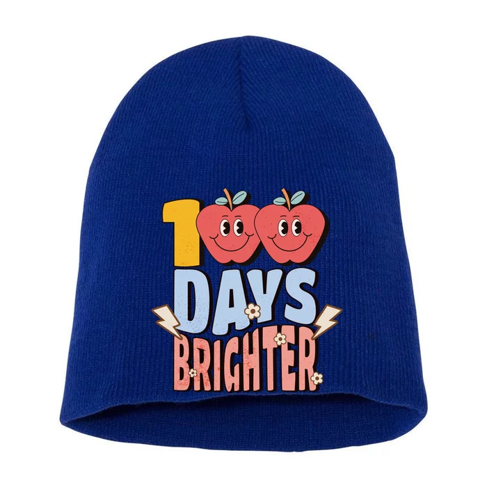 Retro Vintage 100 Day Brighter 100th Day Of School Teacher Gift Short Acrylic Beanie