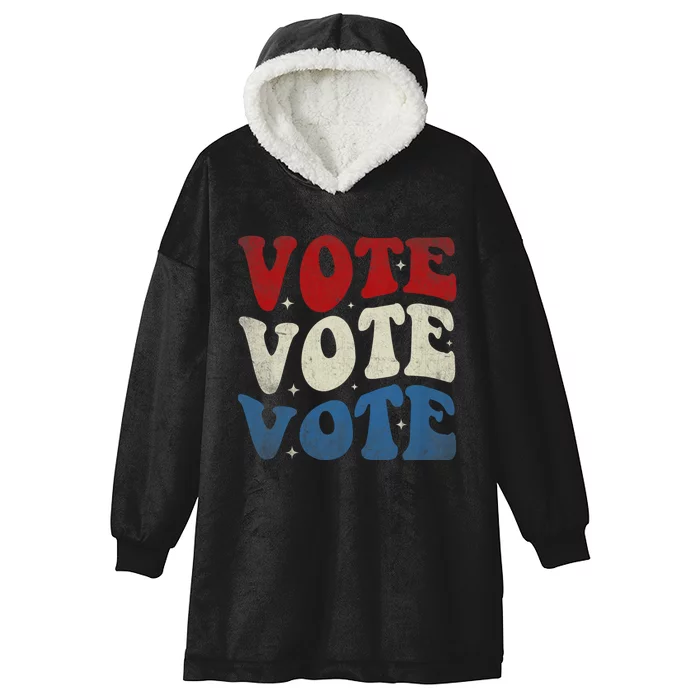 Retro Vote 2024 Voting Right Vintage Style Hooded Wearable Blanket