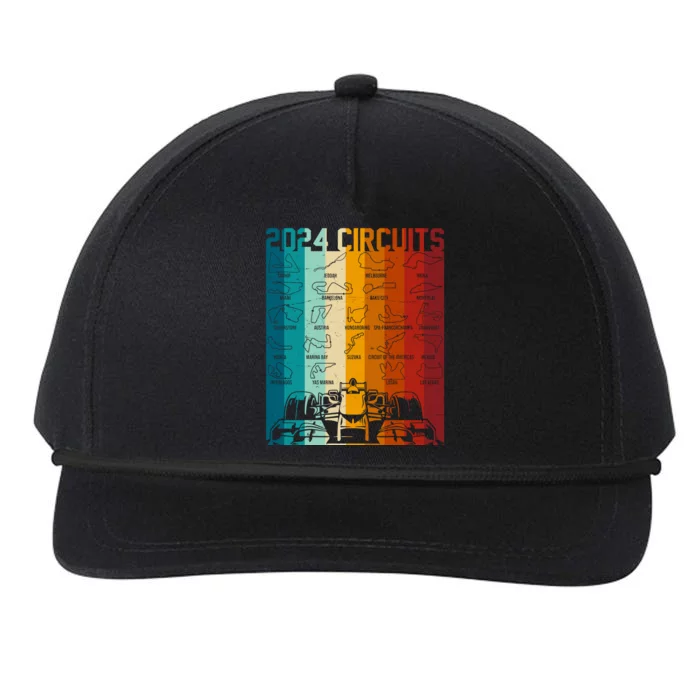 Retro Vintage 2024 Circuits Formula One Race Car Tracks Snapback Five-Panel Rope Hat