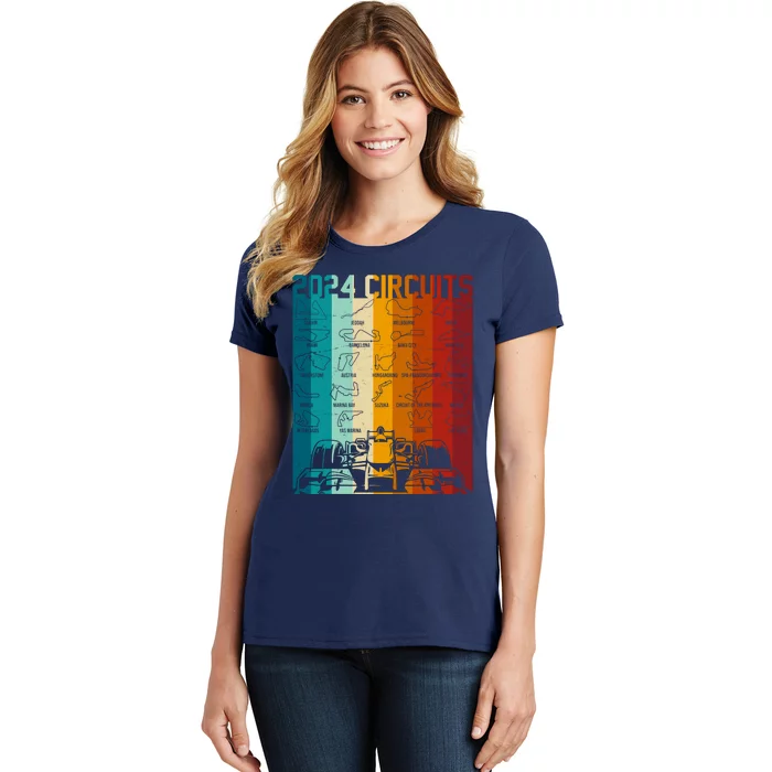 Retro Vintage 2024 Circuits Formula One Race Car Tracks Women's T-Shirt