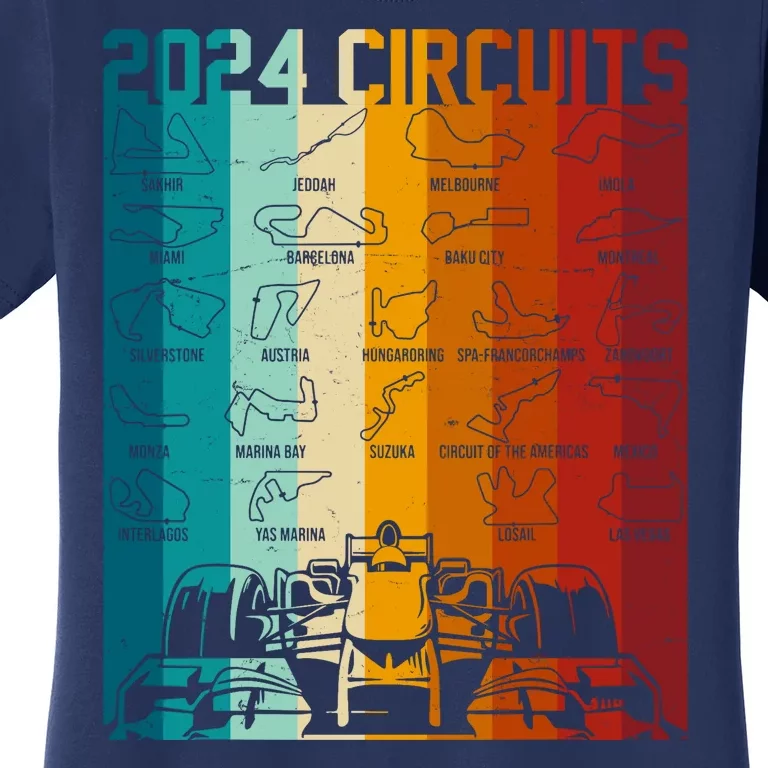 Retro Vintage 2024 Circuits Formula One Race Car Tracks Women's T-Shirt