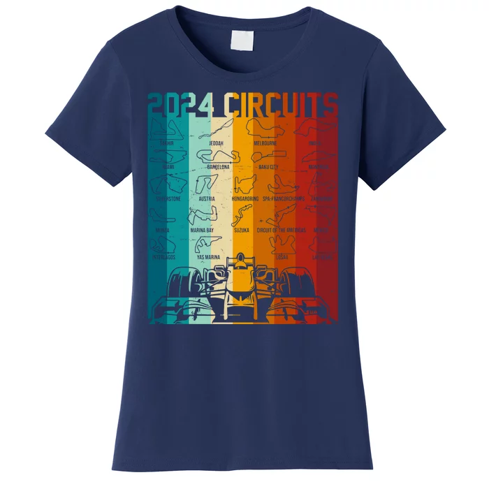 Retro Vintage 2024 Circuits Formula One Race Car Tracks Women's T-Shirt