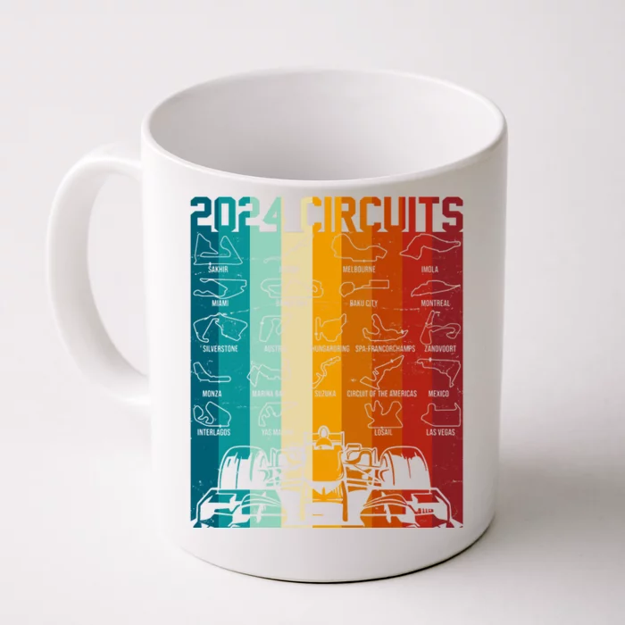 Retro Vintage 2024 Circuits Formula One Race Car Tracks Front & Back Coffee Mug