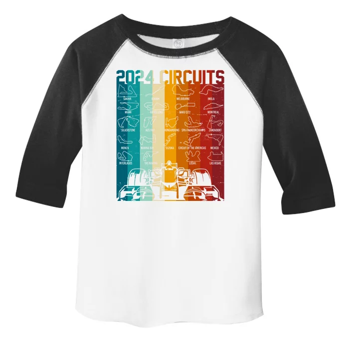 Retro Vintage 2024 Circuits Formula One Race Car Tracks Toddler Fine Jersey T-Shirt