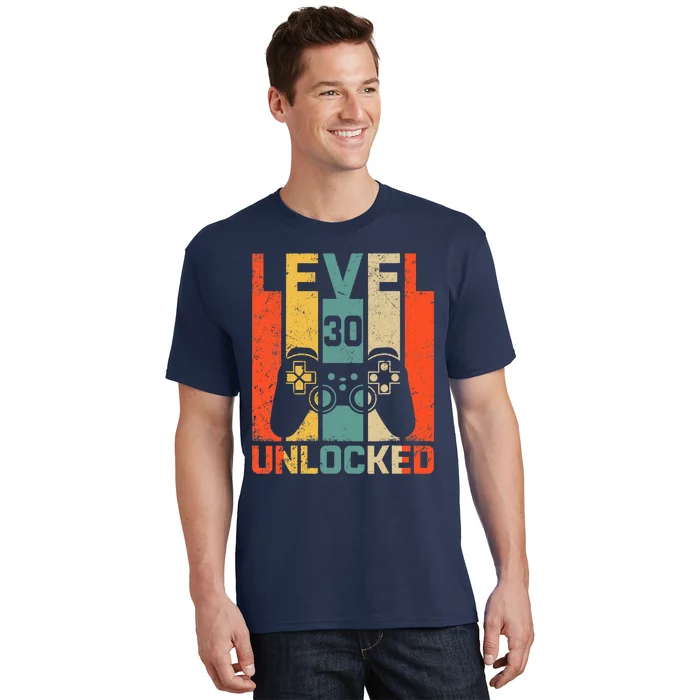 Retro Vintage 30th Birthday Gamer Level 30 Unlocked T-Shirt