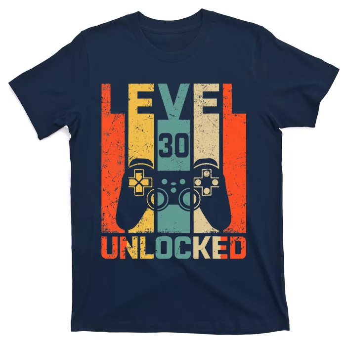 Retro Vintage 30th Birthday Gamer Level 30 Unlocked T-Shirt