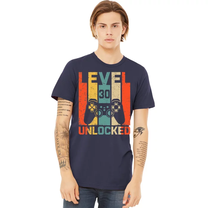 Retro Vintage 30th Birthday Gamer Level 30 Unlocked Premium T-Shirt