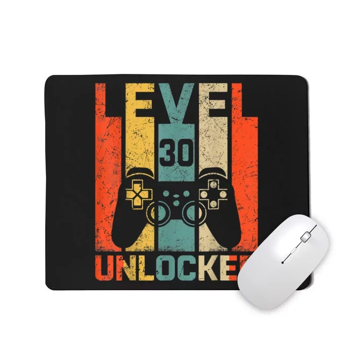 Retro Vintage 30th Birthday Gamer Level 30 Unlocked Mousepad