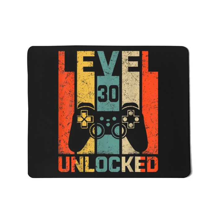 Retro Vintage 30th Birthday Gamer Level 30 Unlocked Mousepad