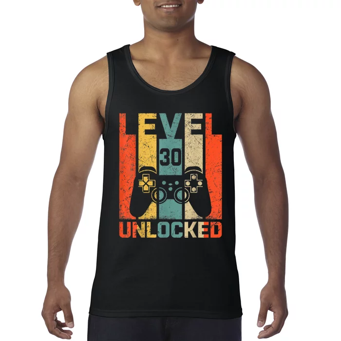 Retro Vintage 30th Birthday Gamer Level 30 Unlocked Tank Top