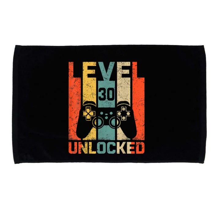 Retro Vintage 30th Birthday Gamer Level 30 Unlocked Microfiber Hand Towel