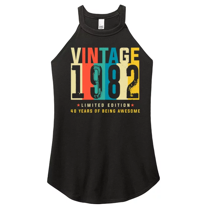 Retro Vintage 40th Birthday Legendary Since 1982 Women’s Perfect Tri Rocker Tank