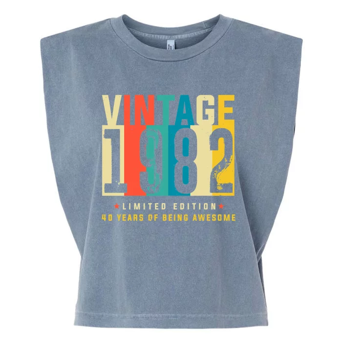 Retro Vintage 40th Birthday Legendary Since 1982 Garment-Dyed Women's Muscle Tee