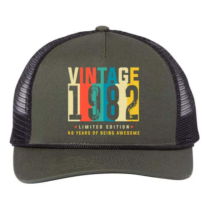 Retro Vintage 40th Birthday Legendary Since 1982 Retro Rope Trucker Hat Cap