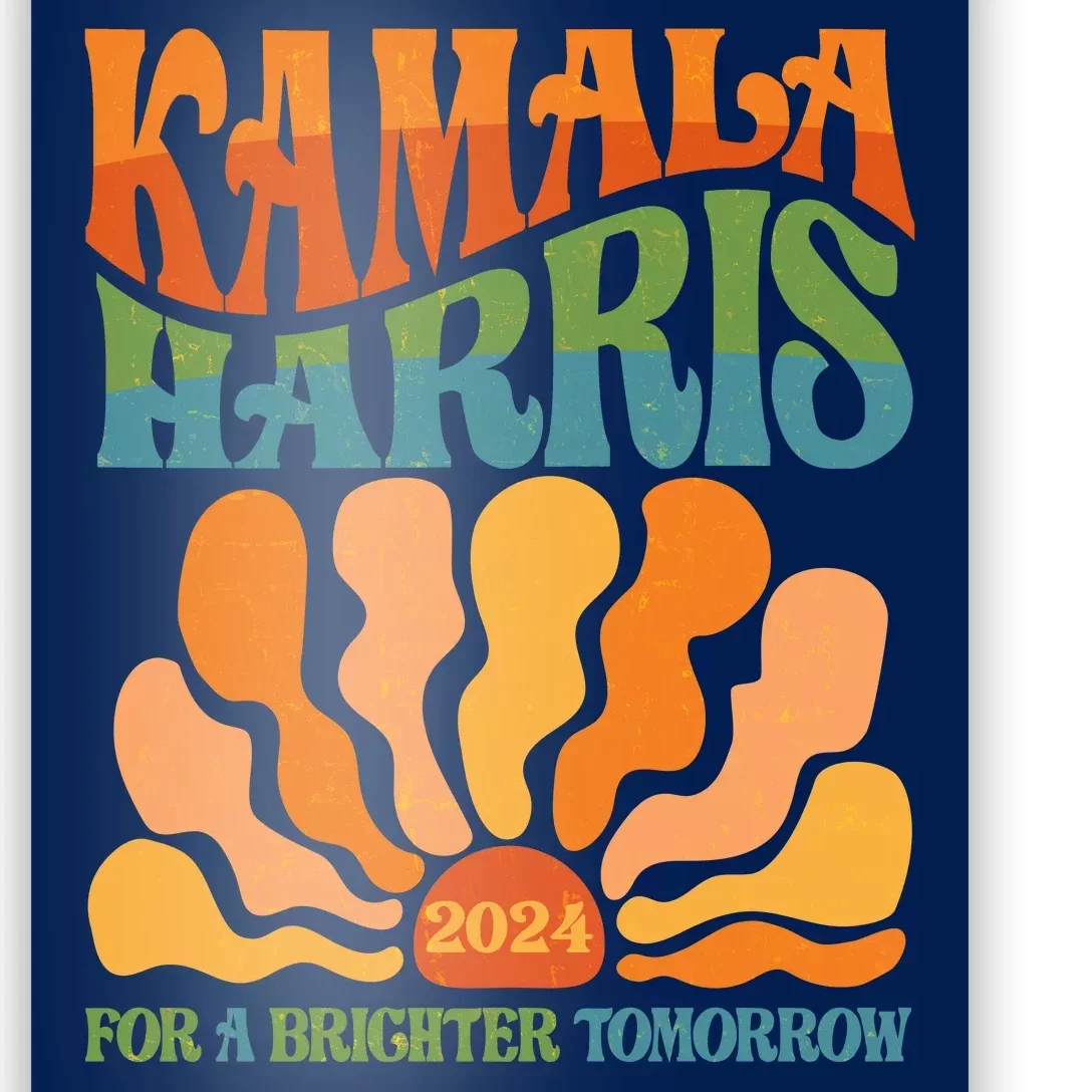 Retro Vintage 60s Sun Floral Kamala Harris 2024 For A Brighter Tomorrow Poster