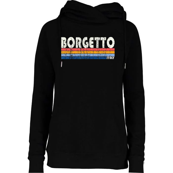 Retro Vintage 70s 80s Style Borgetto Italy Womens Funnel Neck Pullover Hood