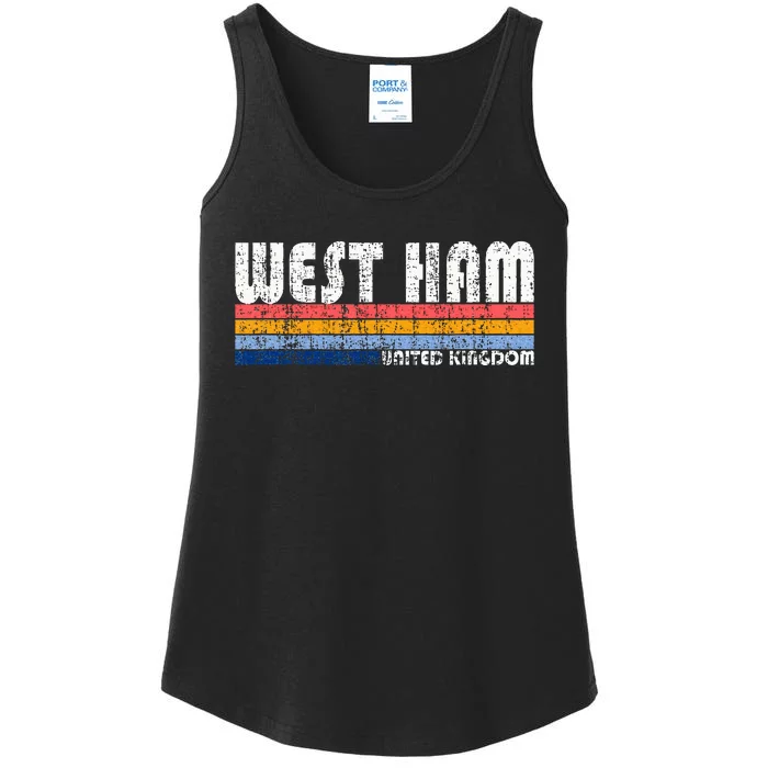 Retro Vintage 70s 80s Style West Ham United Kingdom Ladies Essential Tank