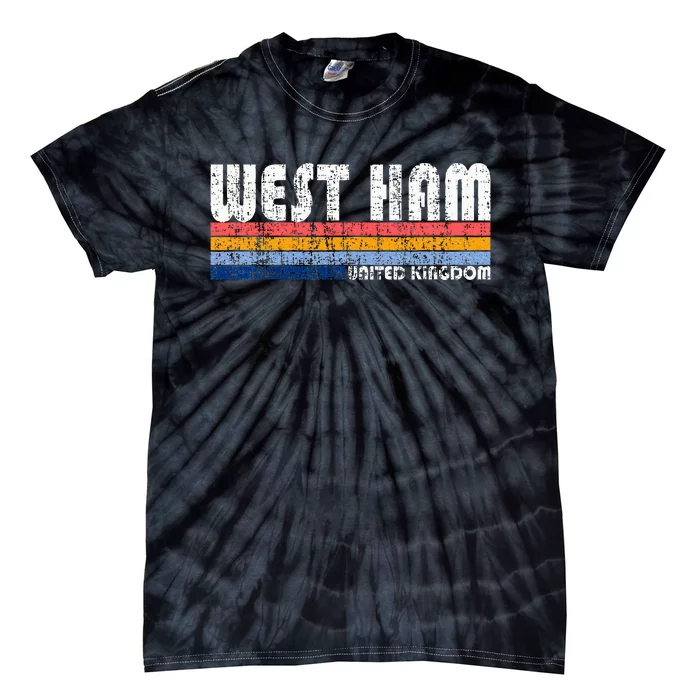 Retro Vintage 70s 80s Style West Ham United Kingdom Tie-Dye T-Shirt