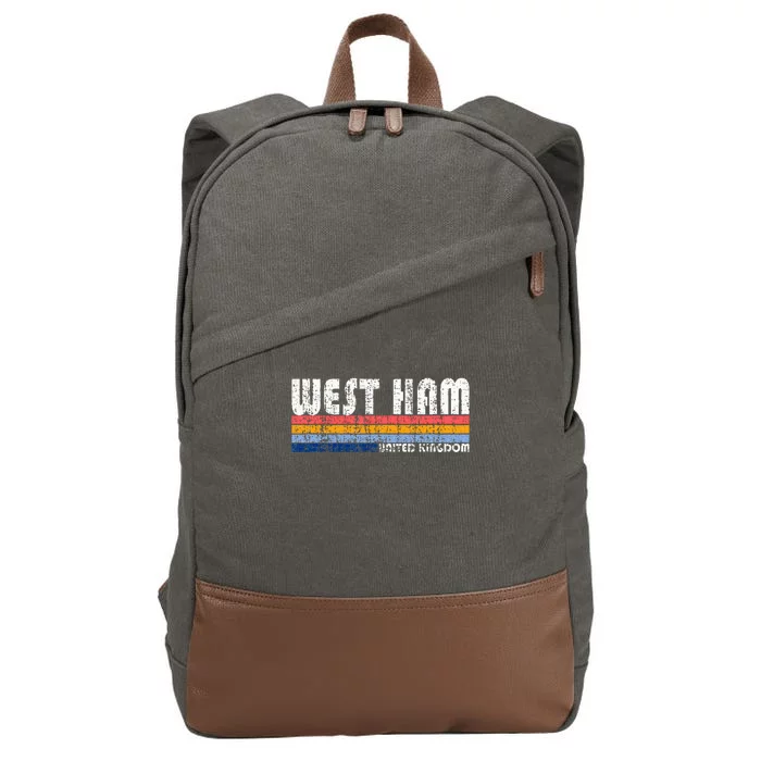 Retro Vintage 70s 80s Style West Ham United Kingdom Cotton Canvas Backpack