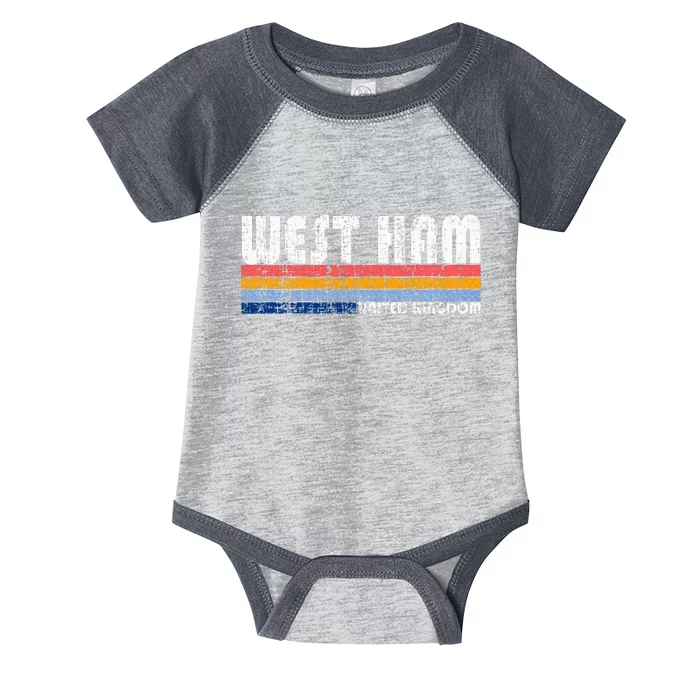 Retro Vintage 70s 80s Style West Ham United Kingdom Infant Baby Jersey Bodysuit