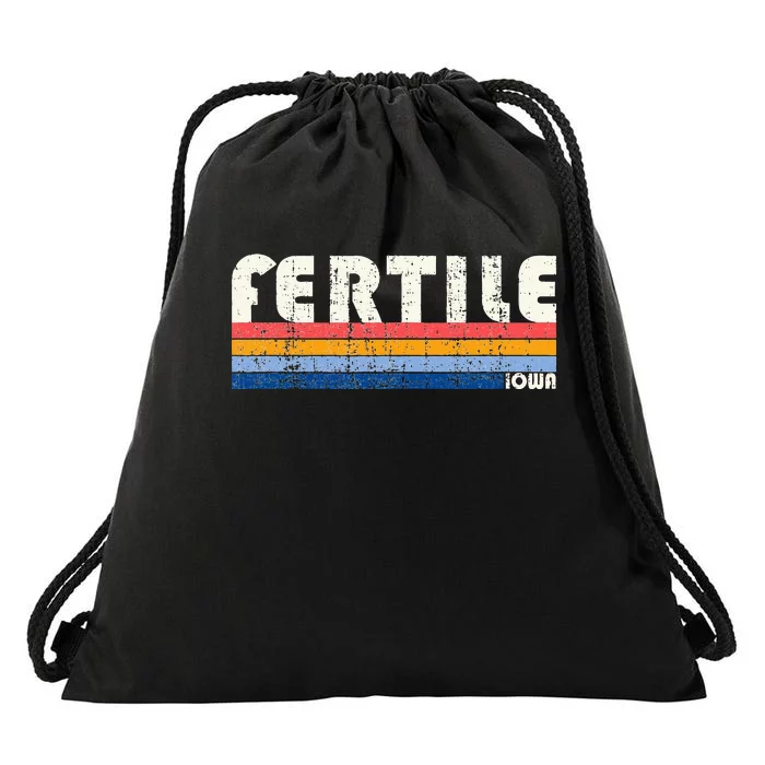 Retro Vintage 70s 80s Style Fertile Iowa Drawstring Bag