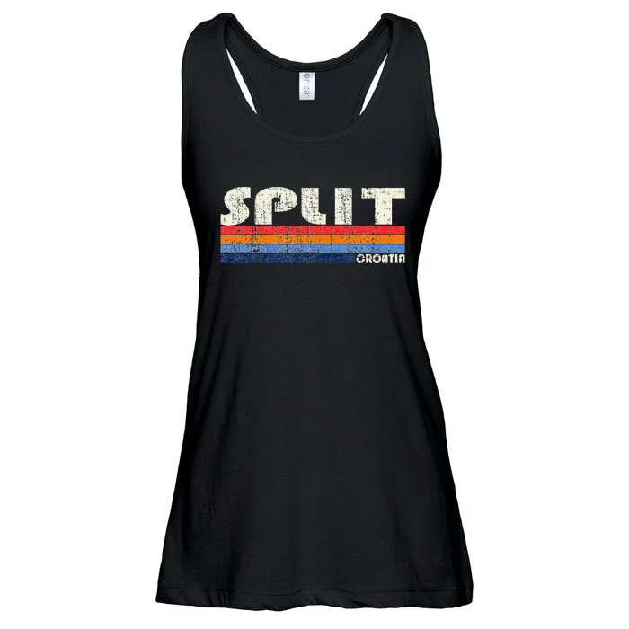 Retro Vintage 70s 80s Style Split Croatia Ladies Essential Flowy Tank