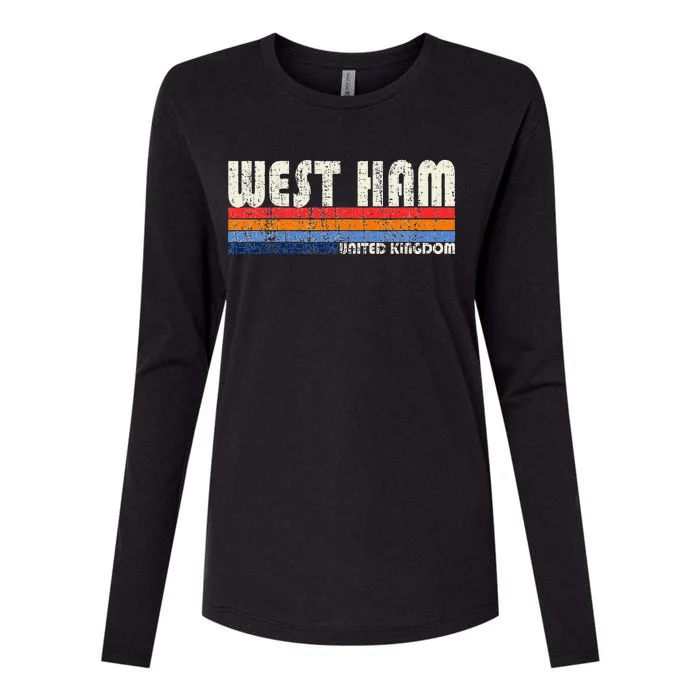 Retro Vintage 70s 80s Style West Ham United Kingdom Womens Cotton Relaxed Long Sleeve T-Shirt