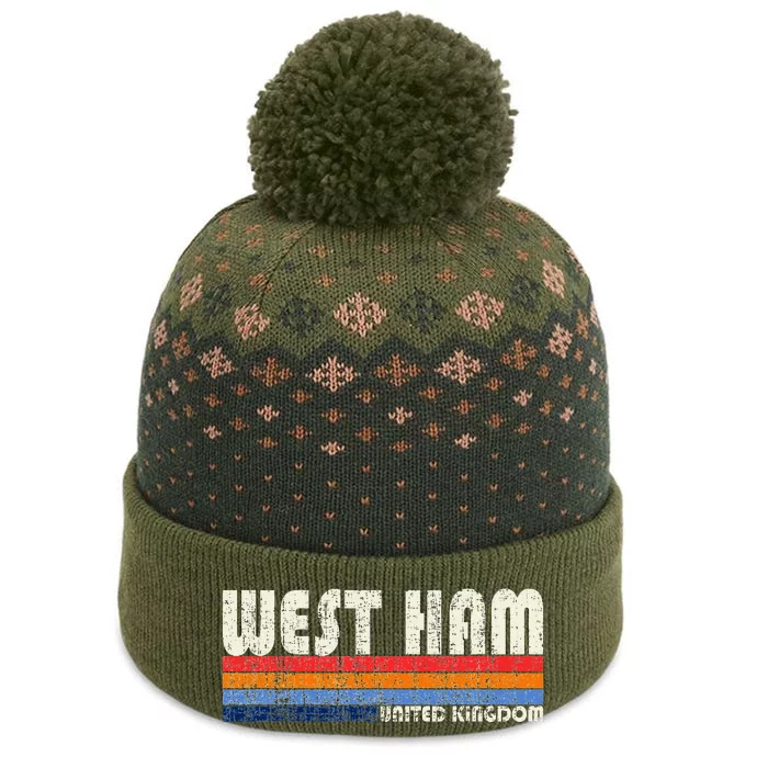 Retro Vintage 70s 80s Style West Ham United Kingdom The Baniff Cuffed Pom Beanie