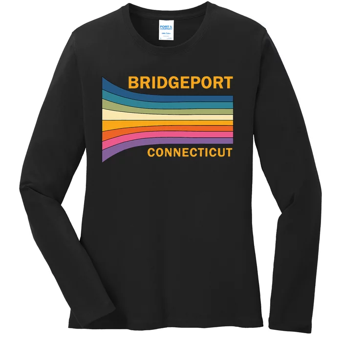 Retro Vintage 70s Bridgeport Connecticut Ladies Long Sleeve Shirt