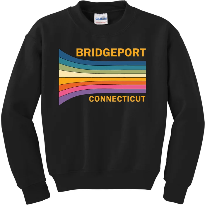 Retro Vintage 70s Bridgeport Connecticut Kids Sweatshirt