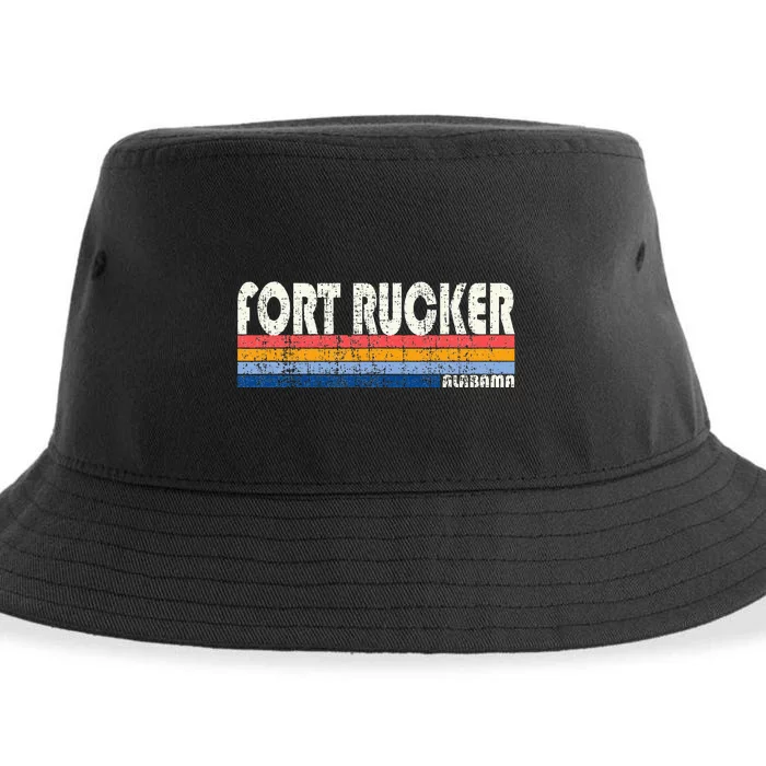 Retro Vintage 70s 80s Style Fort Rucker Alabama Sustainable Bucket Hat