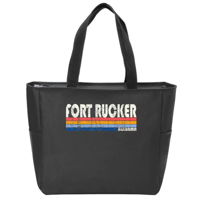 Retro Vintage 70s 80s Style Fort Rucker Alabama Zip Tote Bag