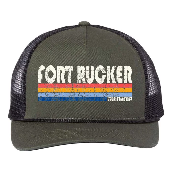 Retro Vintage 70s 80s Style Fort Rucker Alabama Retro Rope Trucker Hat Cap