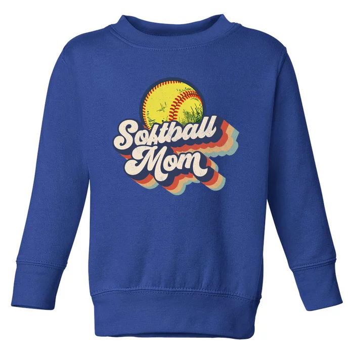 Retro Vintage 70s Style Graphic Design Softball Mom Cool Gift Toddler Sweatshirt